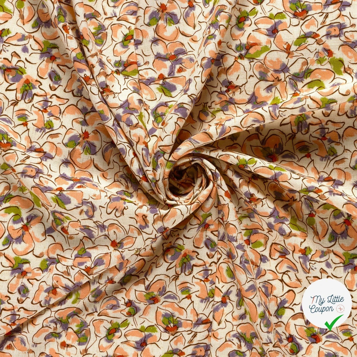 VISCOSE ET LIN FLEURS SAUMON - My Little Coupon