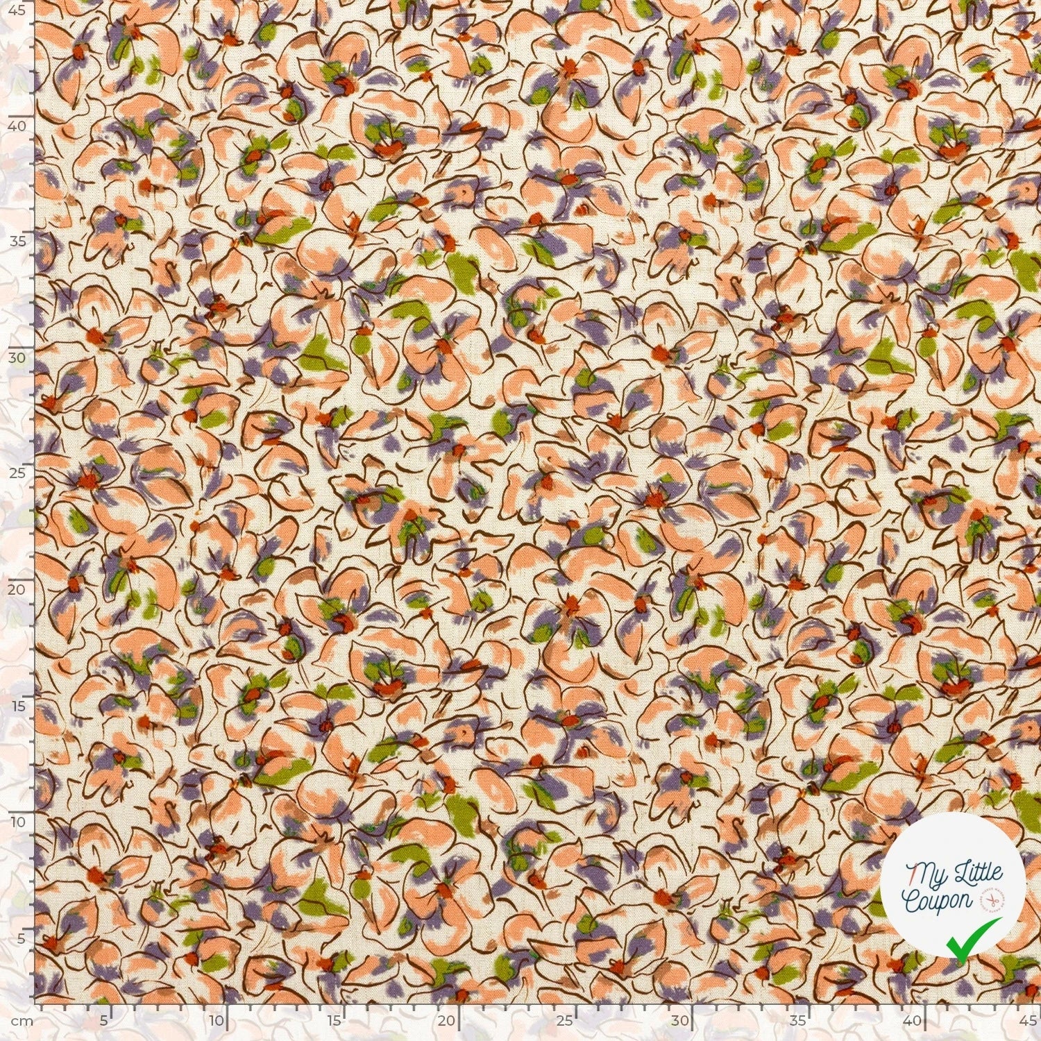 VISCOSE ET LIN FLEURS SAUMON - My Little Coupon