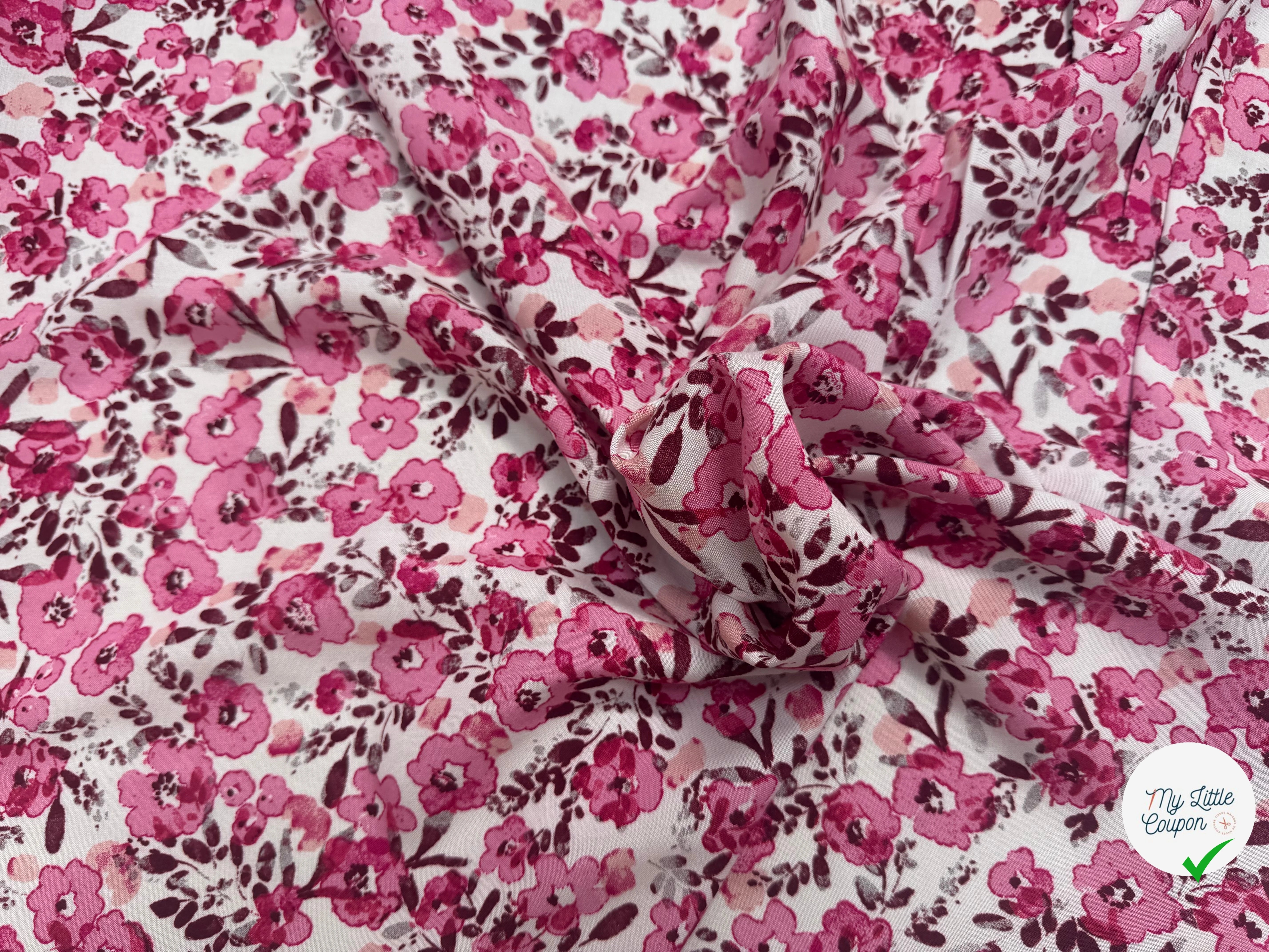 VISCOSE FLEURETTES ROSE 140 CM - My Little Coupon