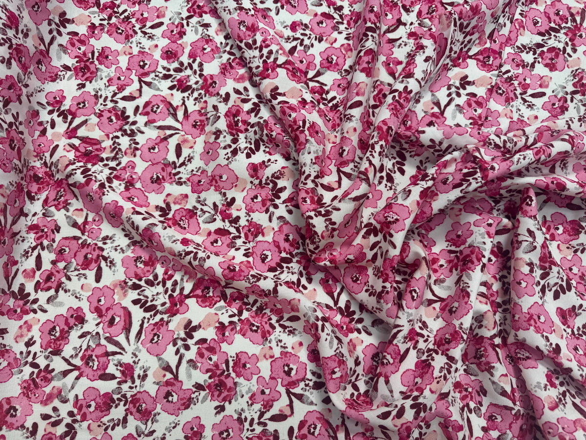 VISCOSE FLEURETTES ROSE 140 CM - My Little Coupon