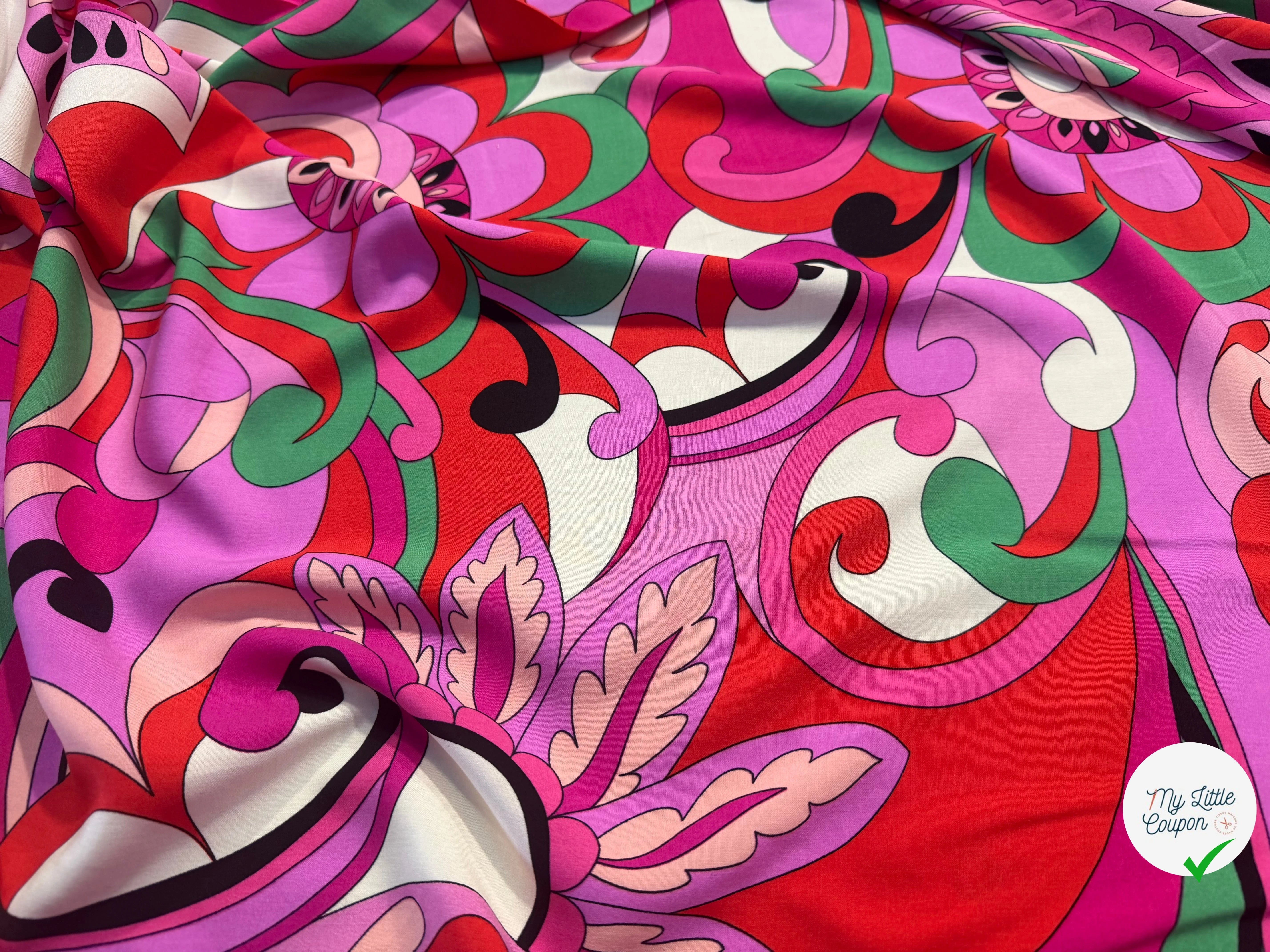 VISCOSE FLEURS RÉTRO VERT - My Little Coupon