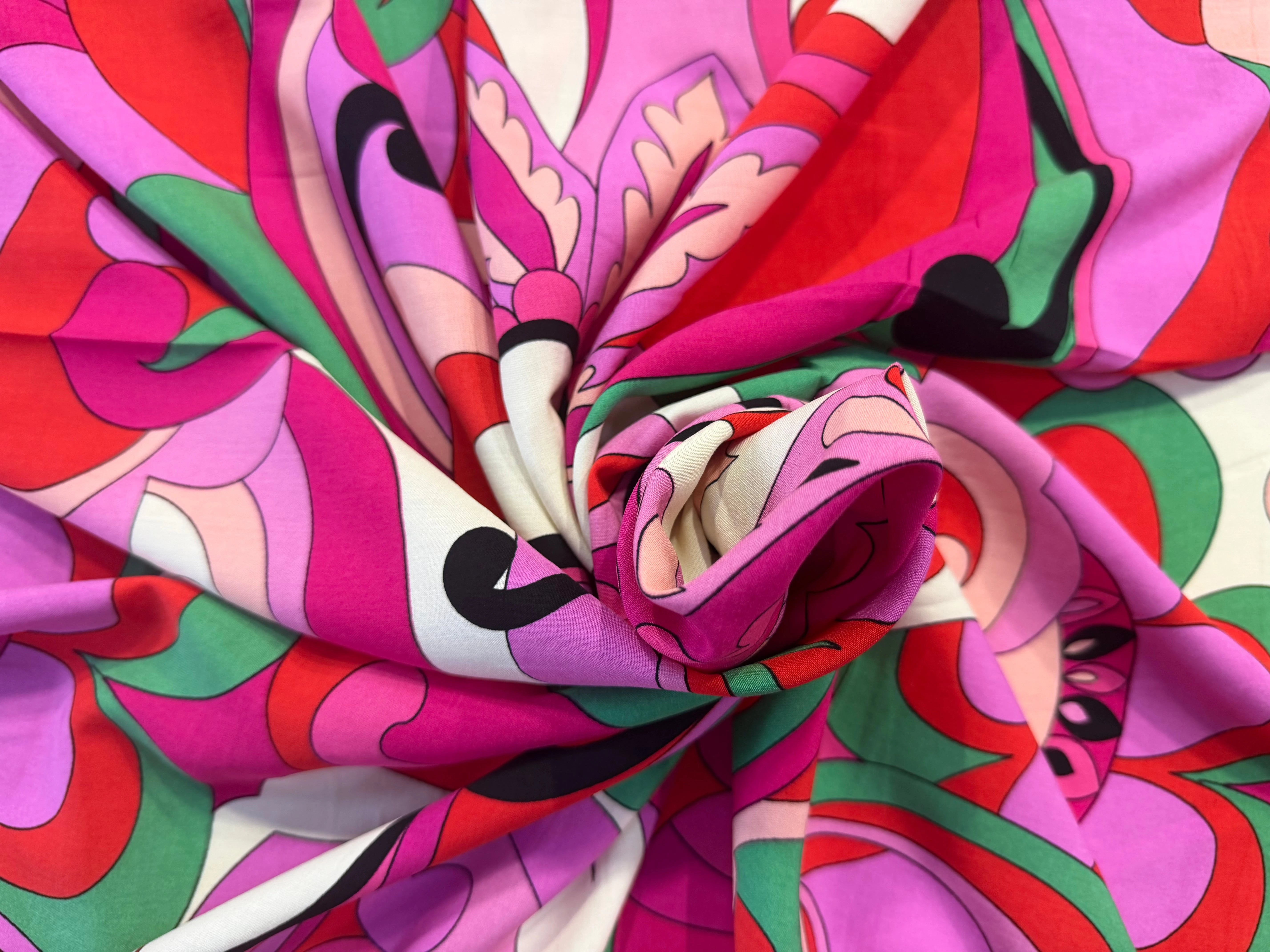 VISCOSE FLEURS RÉTRO VERT - My Little Coupon