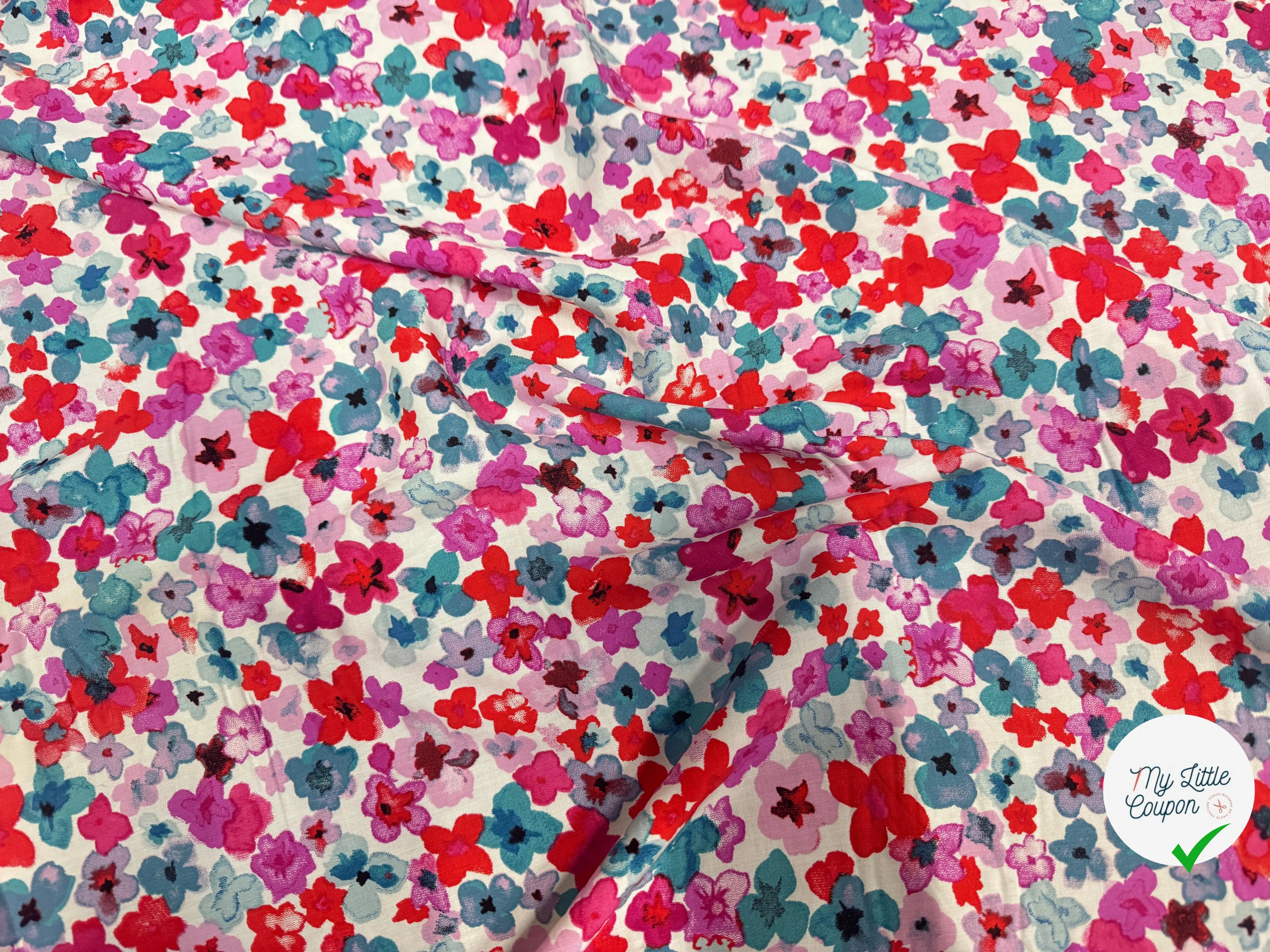 VISCOSE FLEURS ROSE & BLEU - My Little Coupon