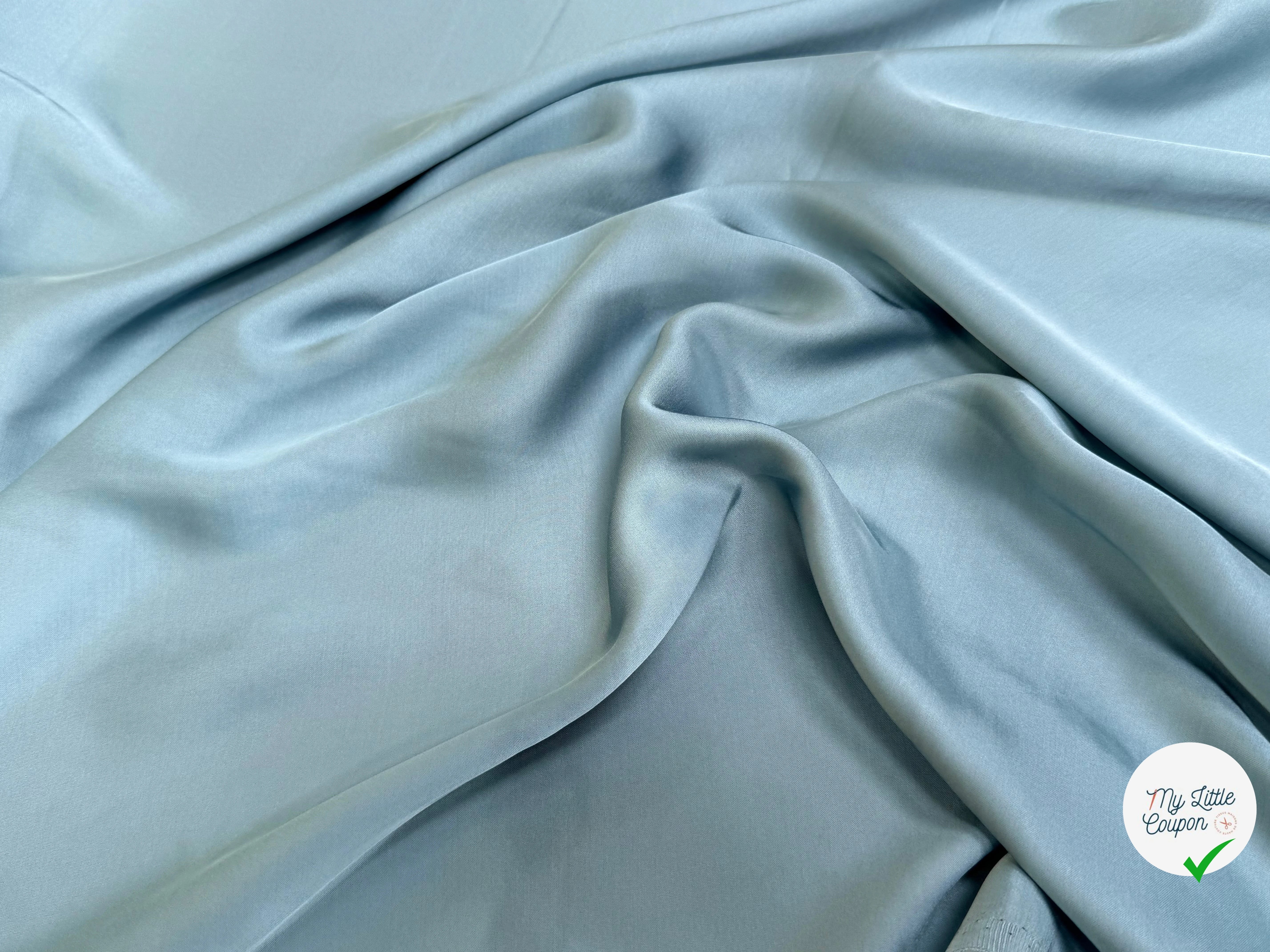 VISCOSE FLUIDE ENVERS SATIN BLEU GRIS - My Little Coupon