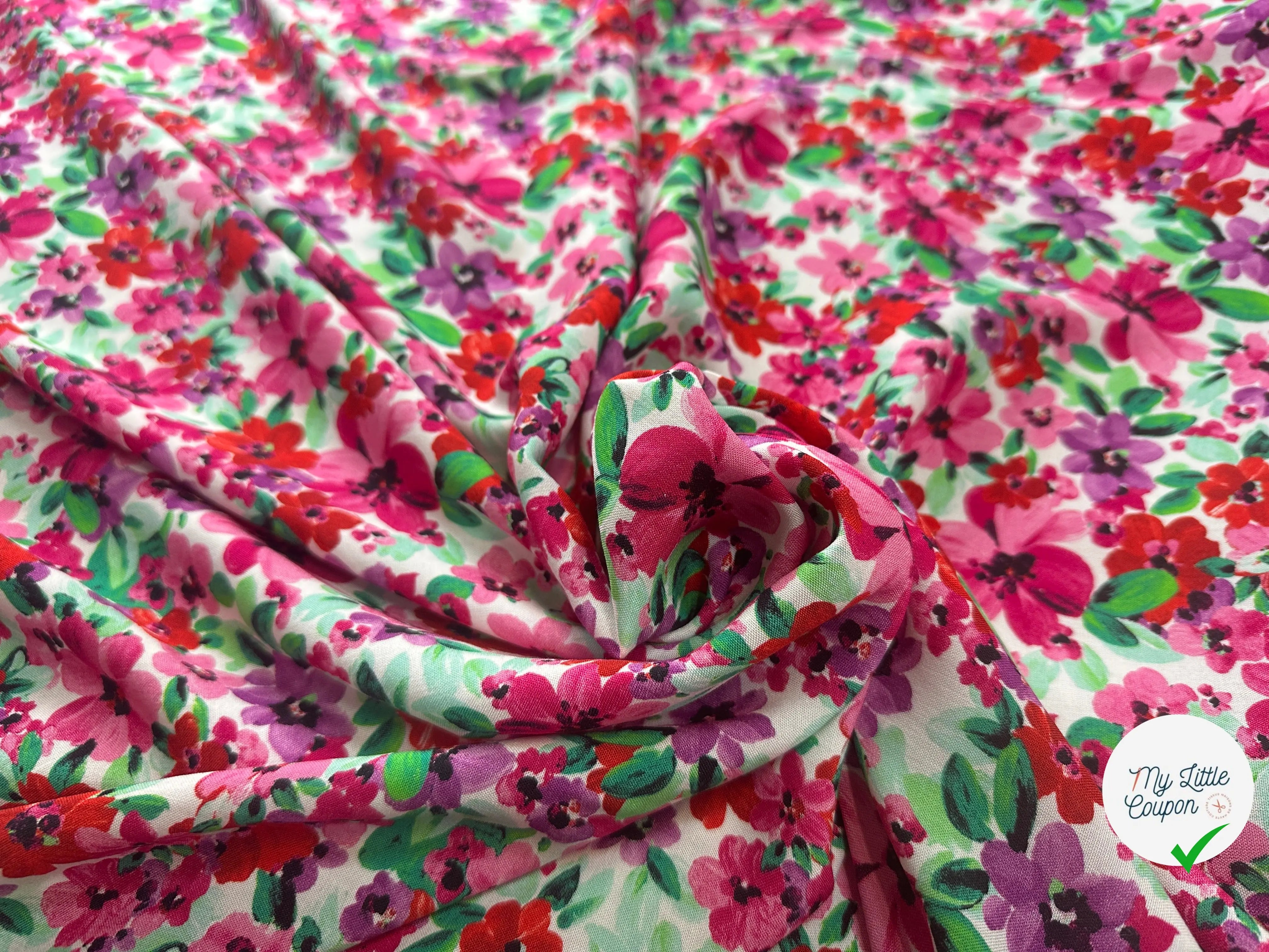 VISCOSE FLUIDE FLEURS DE PRINTEMPS ROSES - My Little Coupon