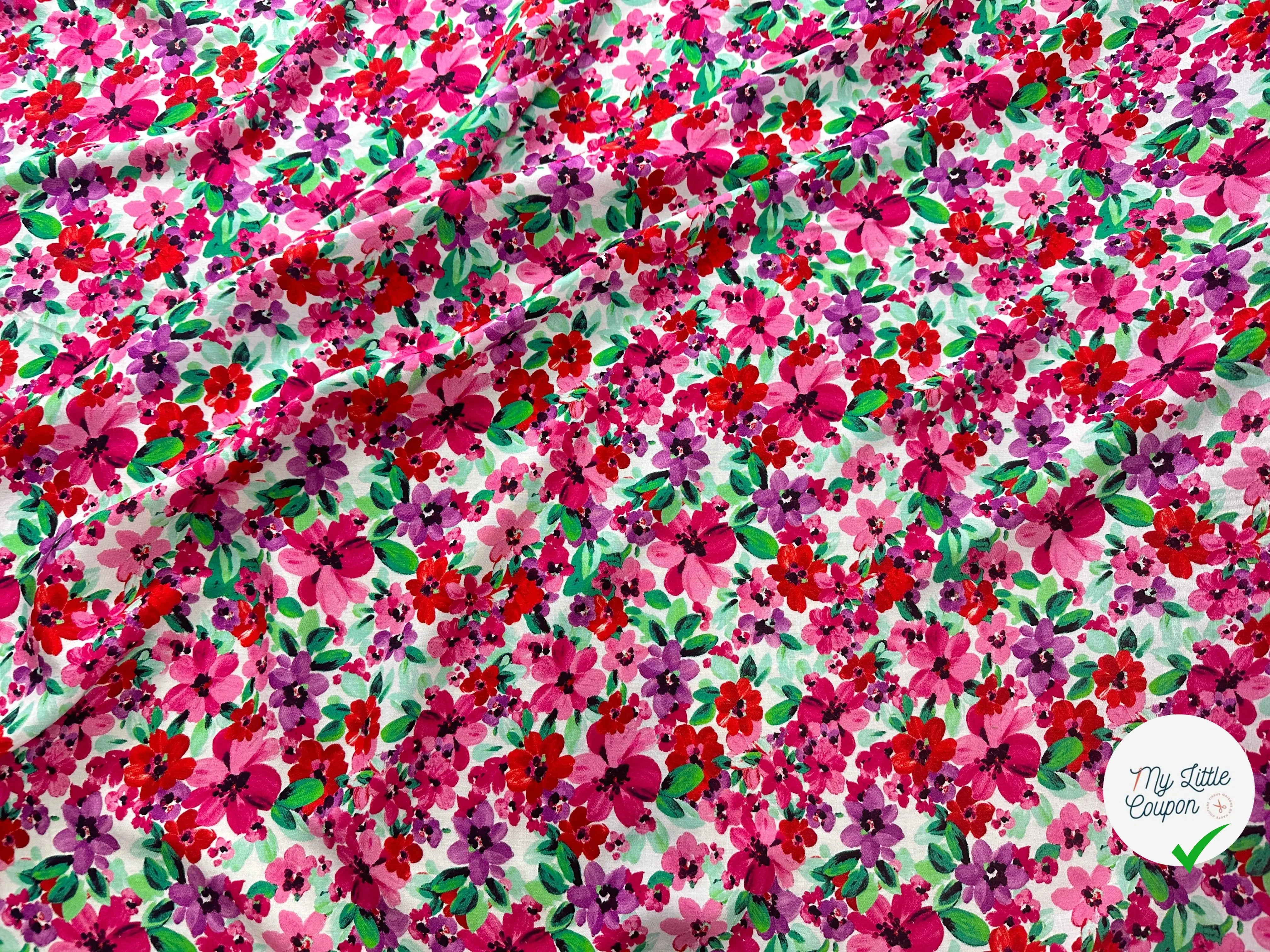 VISCOSE FLUIDE FLEURS DE PRINTEMPS ROSES - My Little Coupon