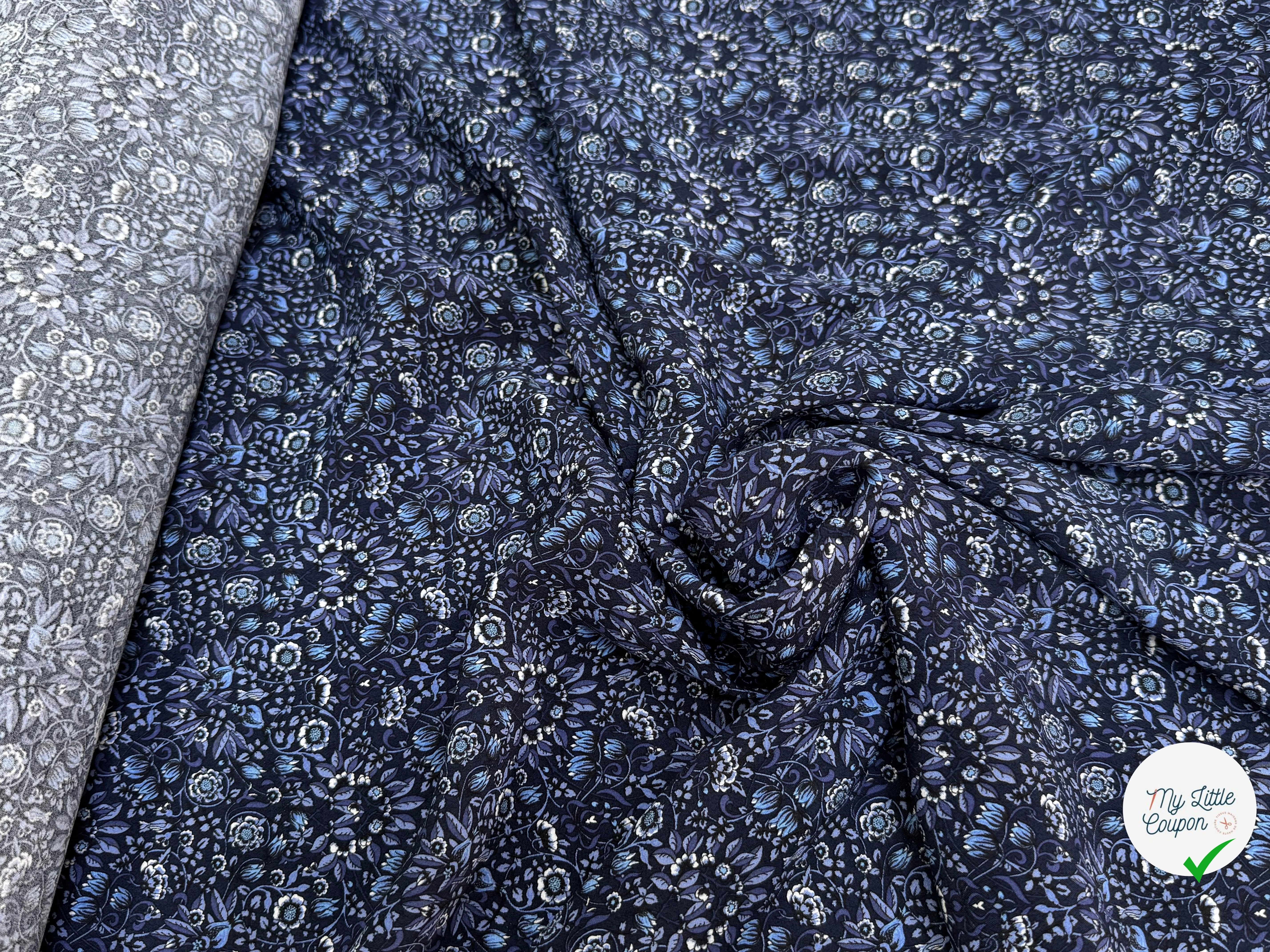 VISCOSE FLUIDE FLORAUX BLEU PREMIUM - My Little Coupon