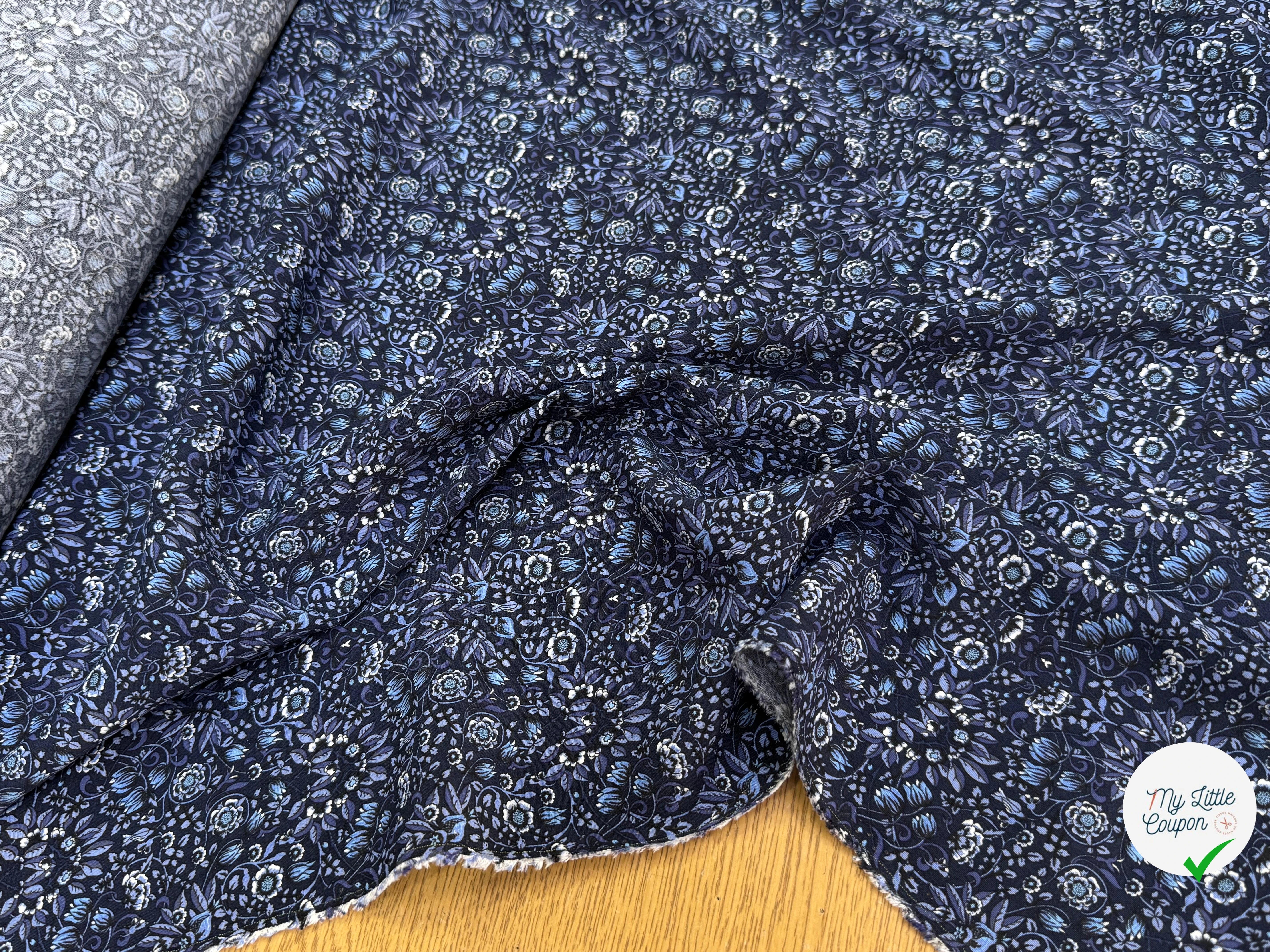 VISCOSE FLUIDE FLORAUX BLEU PREMIUM - My Little Coupon