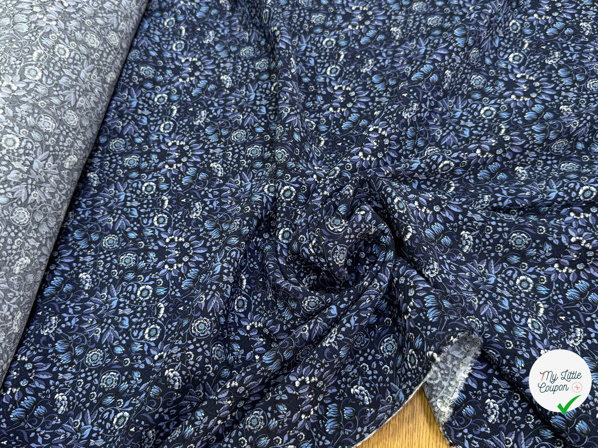 VISCOSE FLUIDE FLORAUX BLEU PREMIUM - My Little Coupon