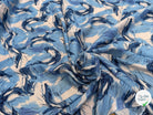 VISCOSE FLUIDE FOND BLANC IMPRIMÉE TOURBILLON BLEU ET CIEL - My Little Coupon