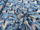 VISCOSE FLUIDE FOND BLANC IMPRIMÉE TOURBILLON BLEU ET CIEL - My Little Coupon