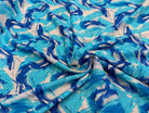 VISCOSE FLUIDE FOND BLANC IMPRIMÉE TOURBILLON ROI TURQUOISE - My Little Coupon