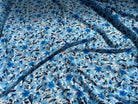 VISCOSE FLUIDE FOND BLANC MOTIFS FLORAUX BLEU - My Little Coupon