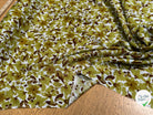 VISCOSE FLUIDE FOND BLANC MOTIFS FLORAUX VERT KAKI - My Little Coupon