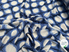VISCOSE FLUIDE LÉGÈRE MOTIF CIRCULAIRE BLANC FOND BLEU - My Little Coupon