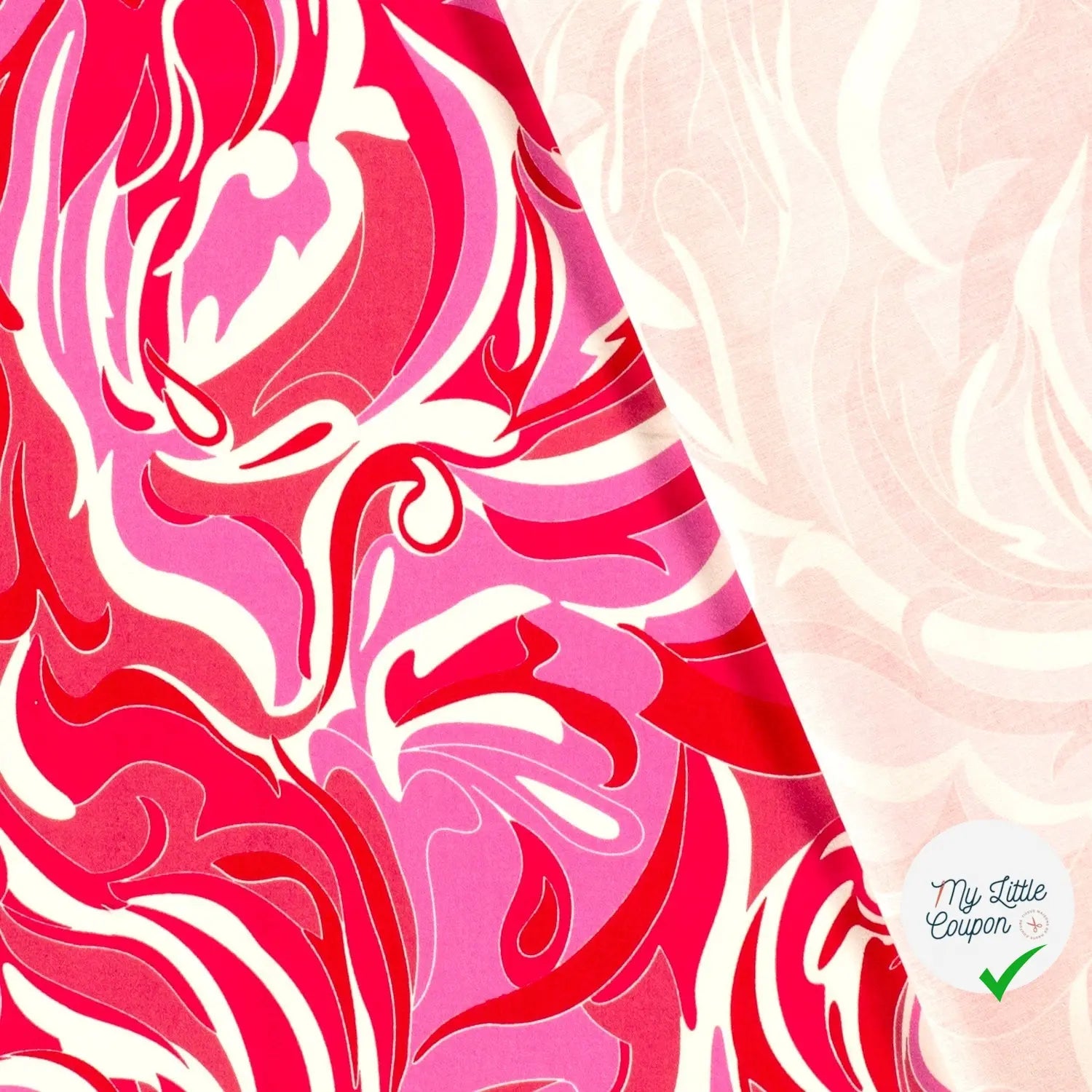 VISCOSE FLUIDE ORANGE & ROSE FEUILLAGES - My Little Coupon