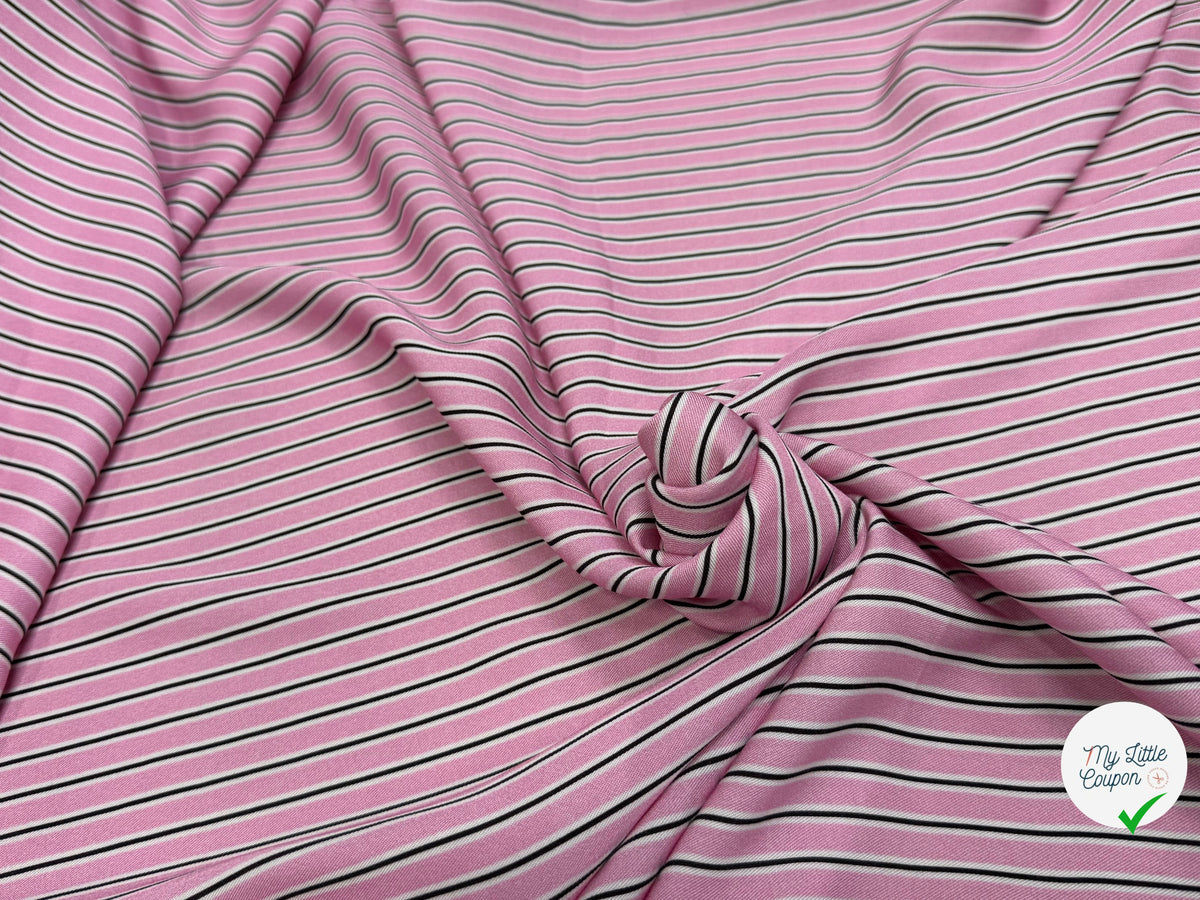 VISCOSE FLUIDE RAYON TWILL PRINTED ROSE PALE - My Little Coupon
