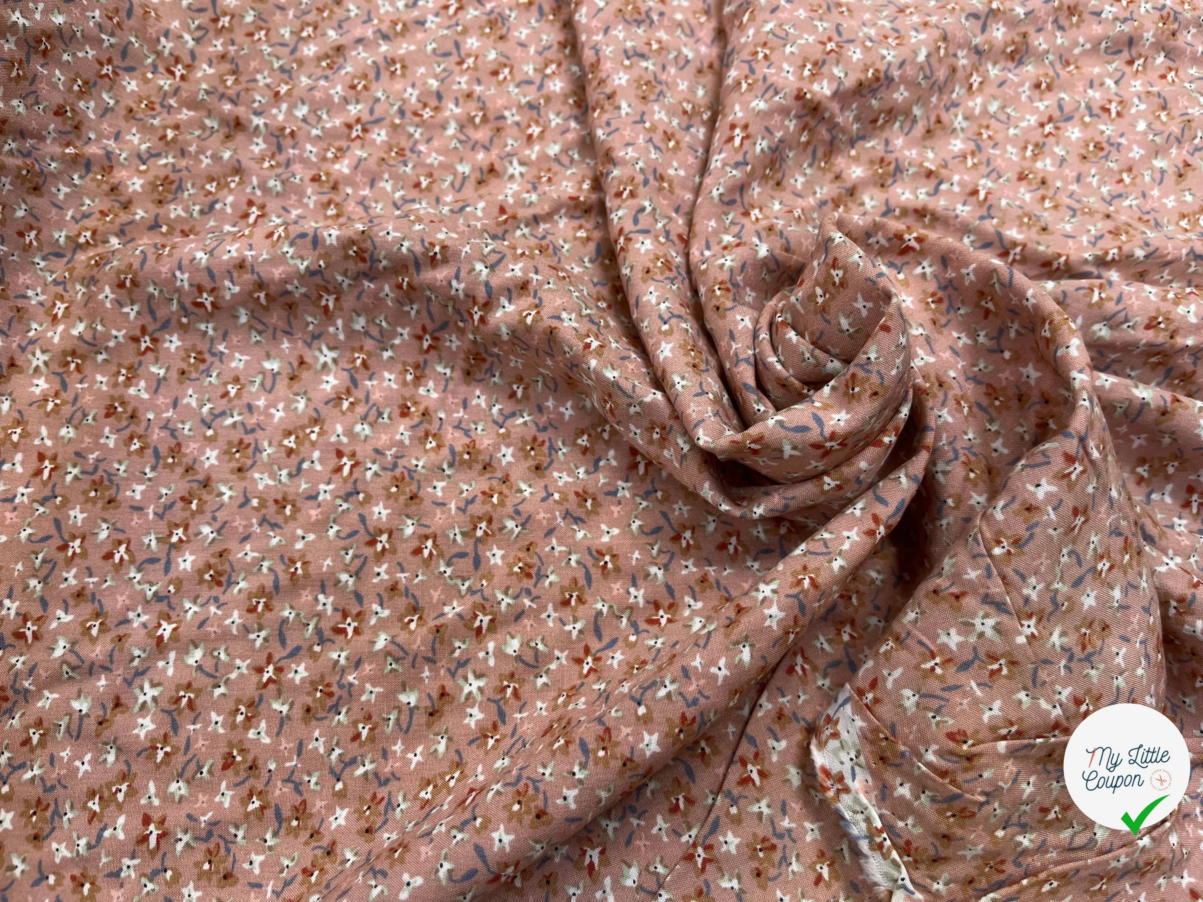 VISCOSE FLUIDE ROSE DELAVÉ AVEC PETITS MOTIFS FLORAUX - My Little Coupon