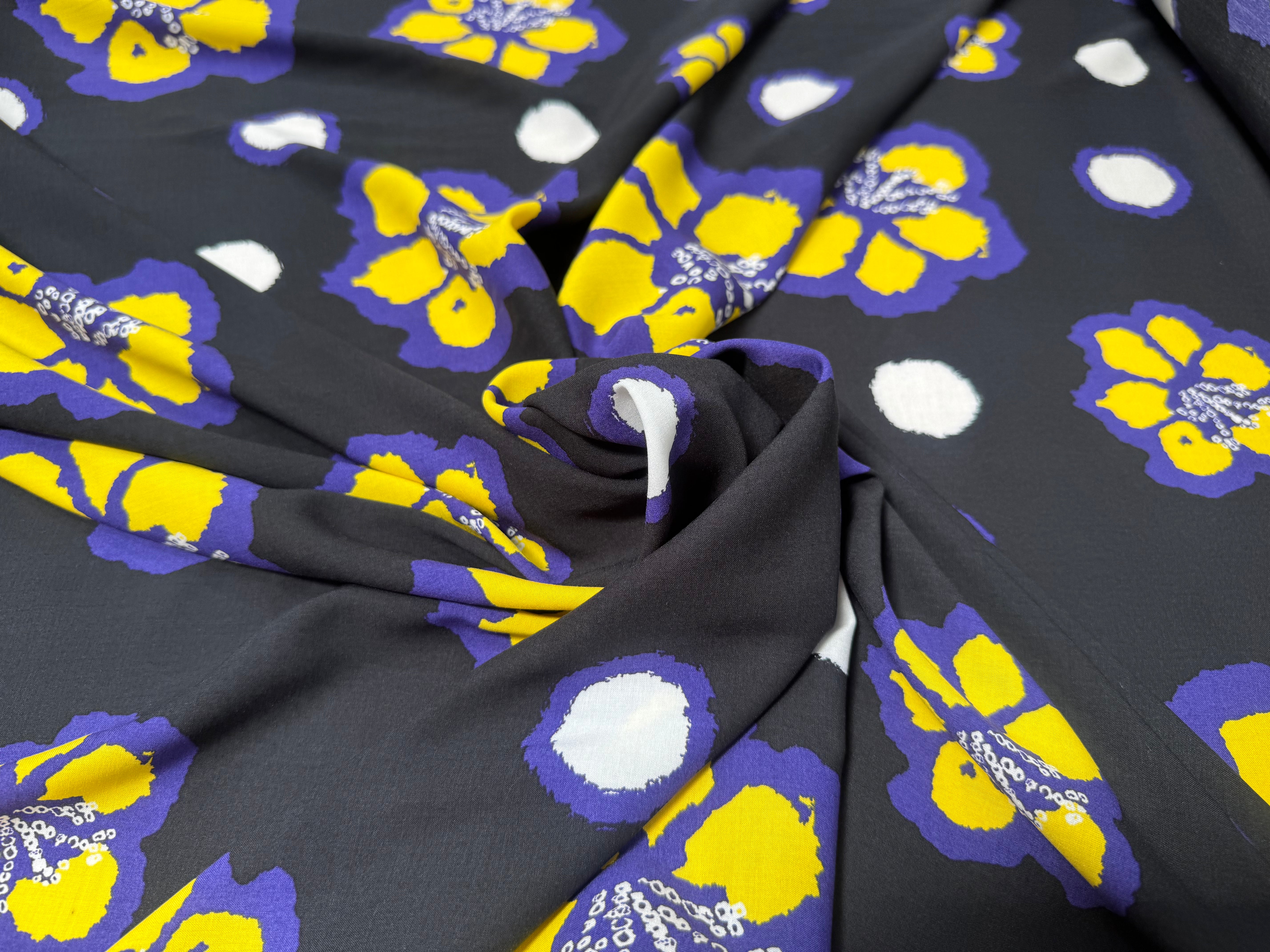 VISCOSE FOND NOIR FLEURS VIOLET - My Little Coupon