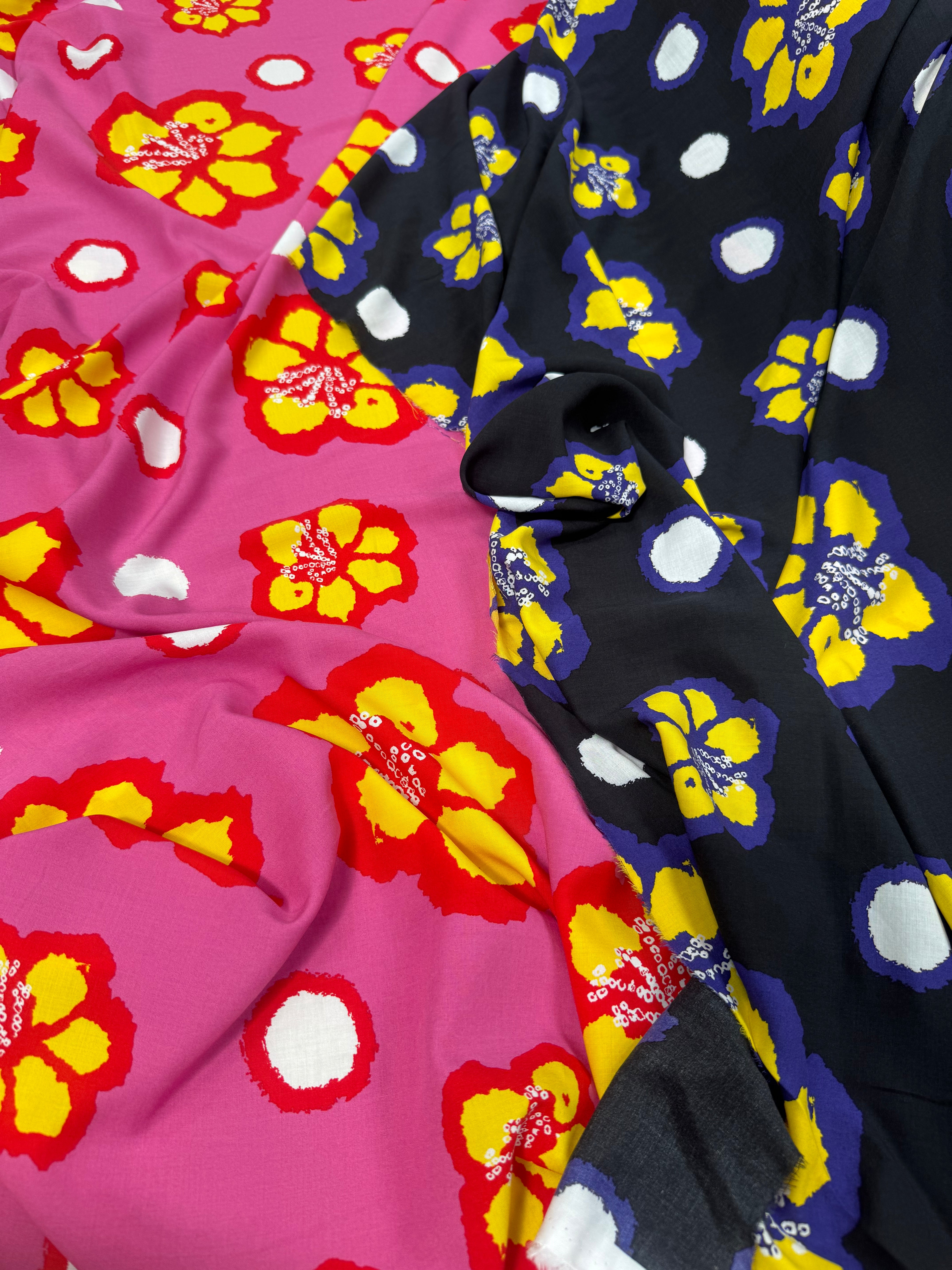 VISCOSE FOND ROSE FLEURS JAUNE - My Little Coupon