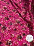VISCOSE IMPRIMÉ FOND ROSE MOTIFS BOUQUET DE FLEURS - My Little Coupon