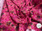 VISCOSE IMPRIMÉ FOND ROSE MOTIFS BOUQUET DE FLEURS - My Little Coupon