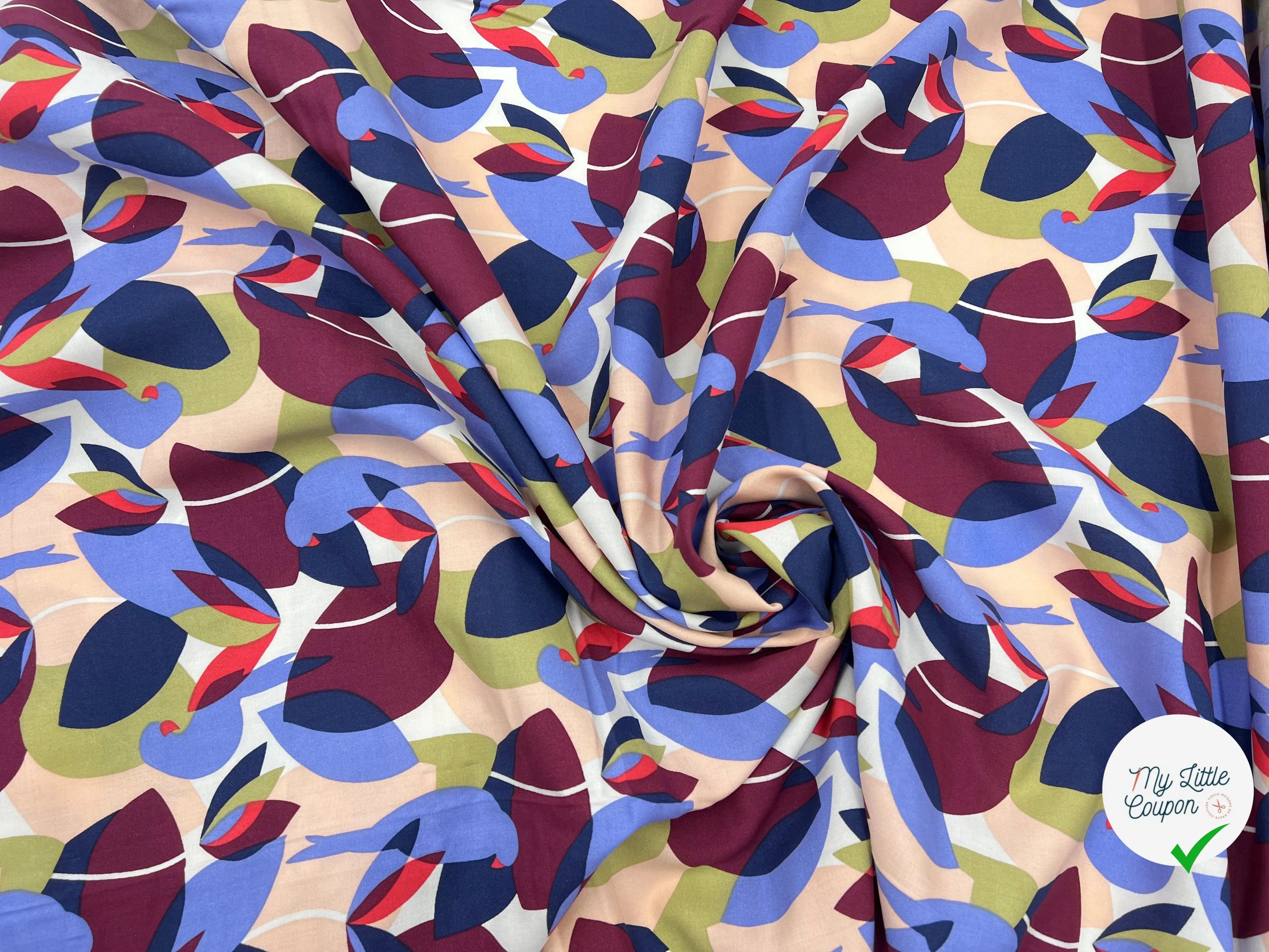 VISCOSE IMPRIMÉE FEUILLAGE ET HIRONDELLE IMAGINAIRE - My Little Coupon - tissu - coudre