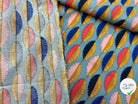 VISCOSE IMPRIMÉE FEUILLES MULTICOLORE FOND BLEU - My Little Coupon - tissu - coudre