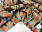 VISCOSE IMPRIMÉE FEUILLES MULTICOLORE FOND BLEU - My Little Coupon - tissu - coudre