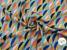 VISCOSE IMPRIMÉE FEUILLES MULTICOLORE FOND BLEU - My Little Coupon - tissu - coudre
