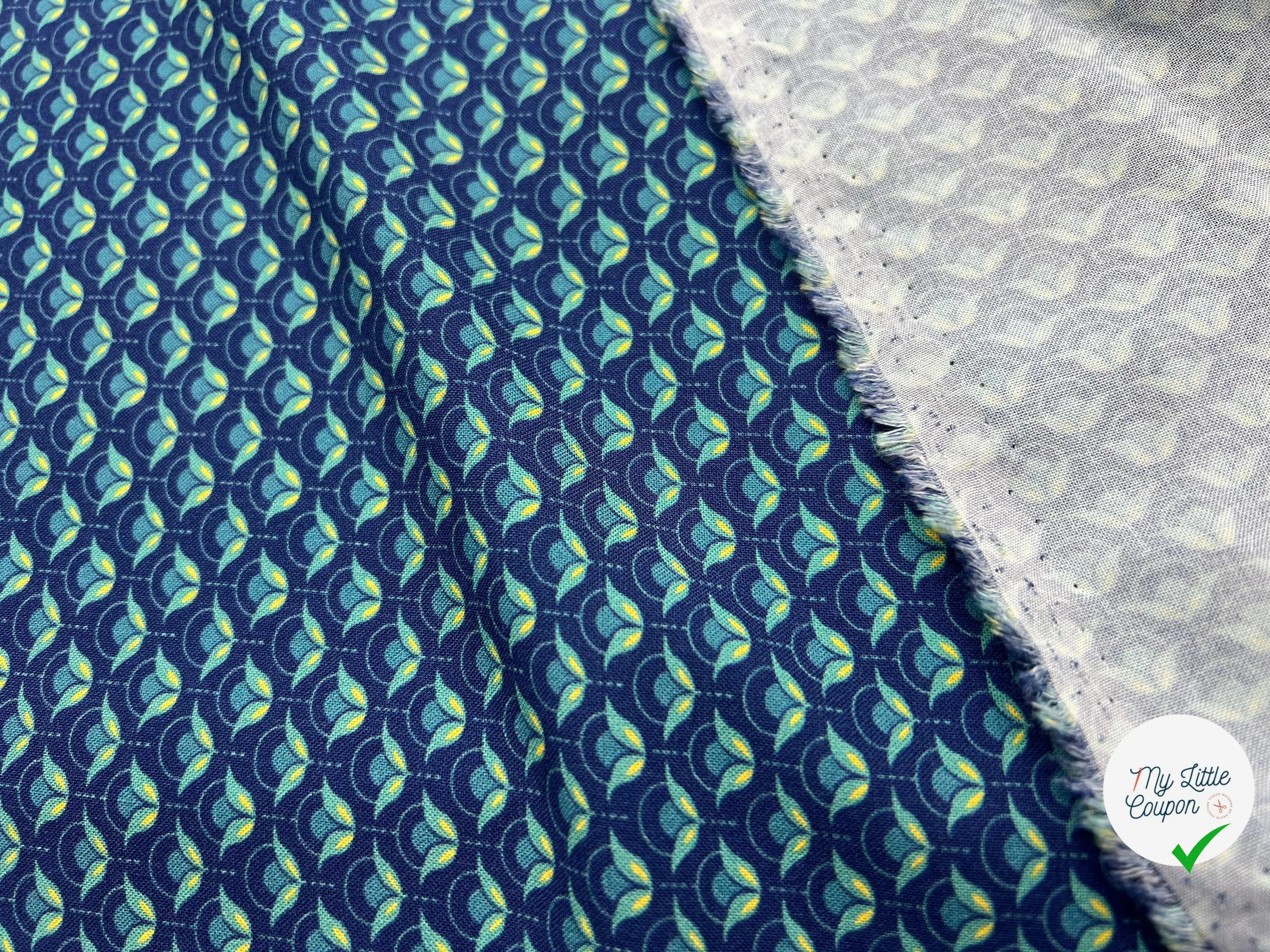 VISCOSE IMPRIMÉE JASMIN D'UNE NUIT MARINE - My Little Coupon - tissu - coudre