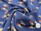 VISCOSE IMPRIMÉE LIPSTICK FOND MARINE - My Little Coupon - tissu - coudre