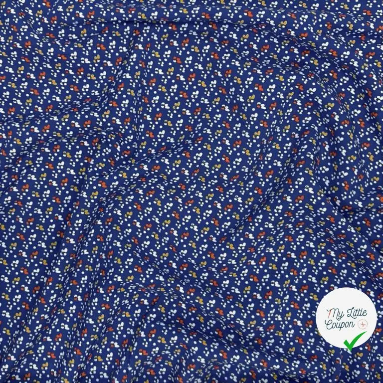 VISCOSE IMPRIMÉE LITTLE FLOWER FOND MARINE - My Little Coupon - tissu - coudre