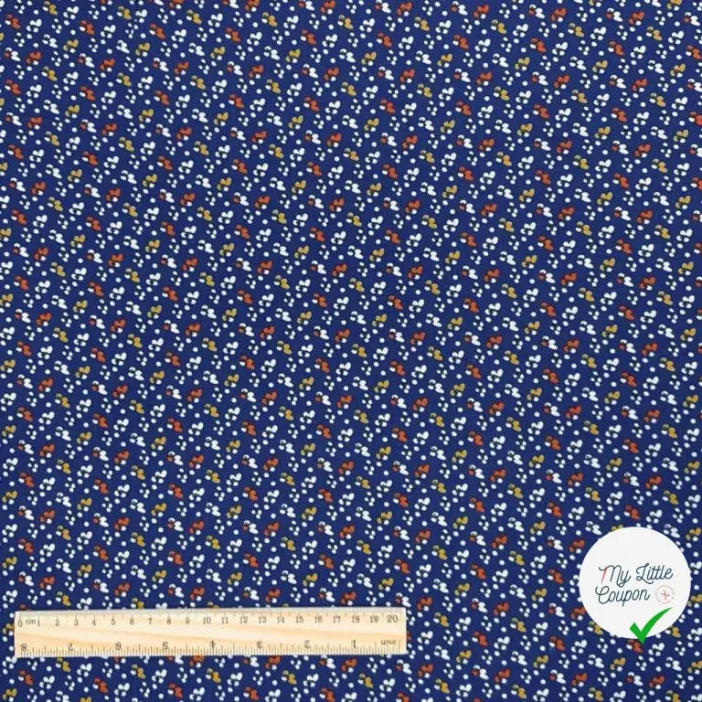 VISCOSE IMPRIMÉE LITTLE FLOWER FOND MARINE - My Little Coupon - tissu - coudre