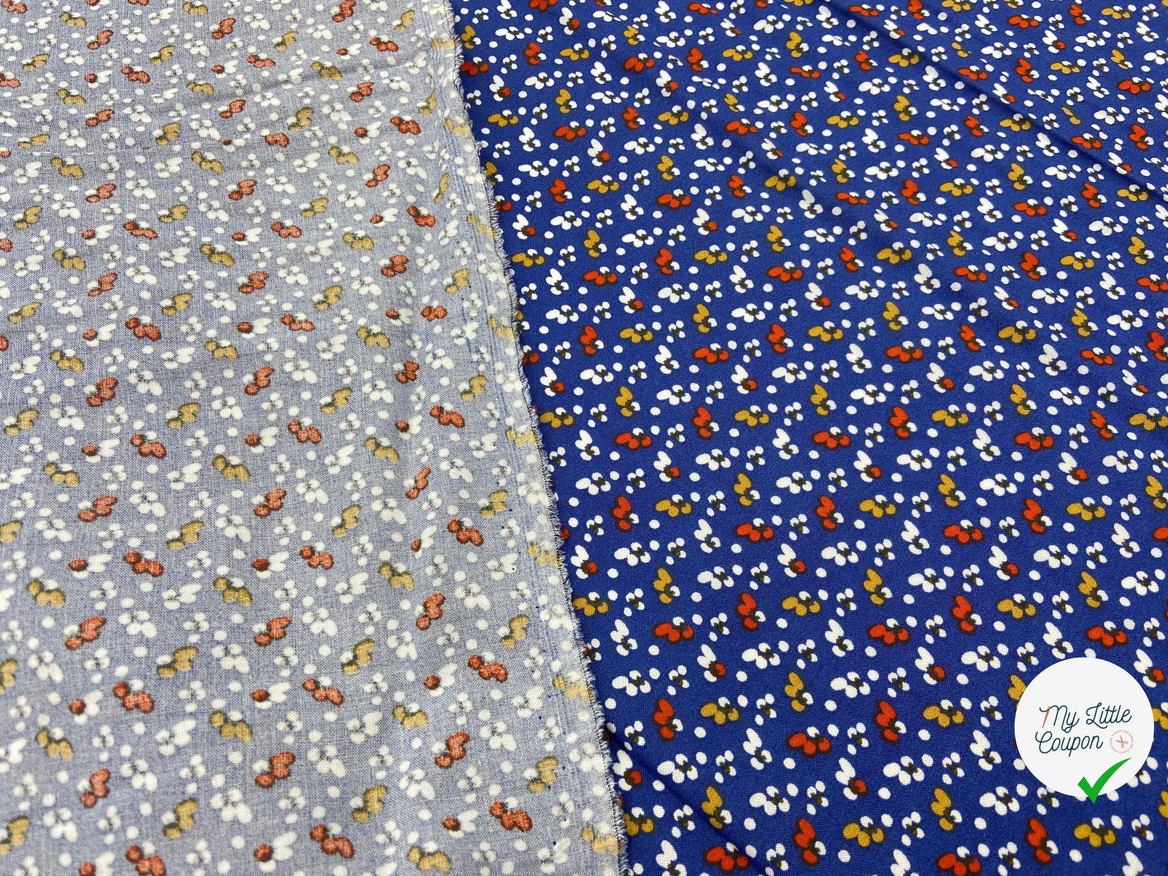 VISCOSE IMPRIMÉE LITTLE FLOWER FOND MARINE - My Little Coupon - tissu - coudre