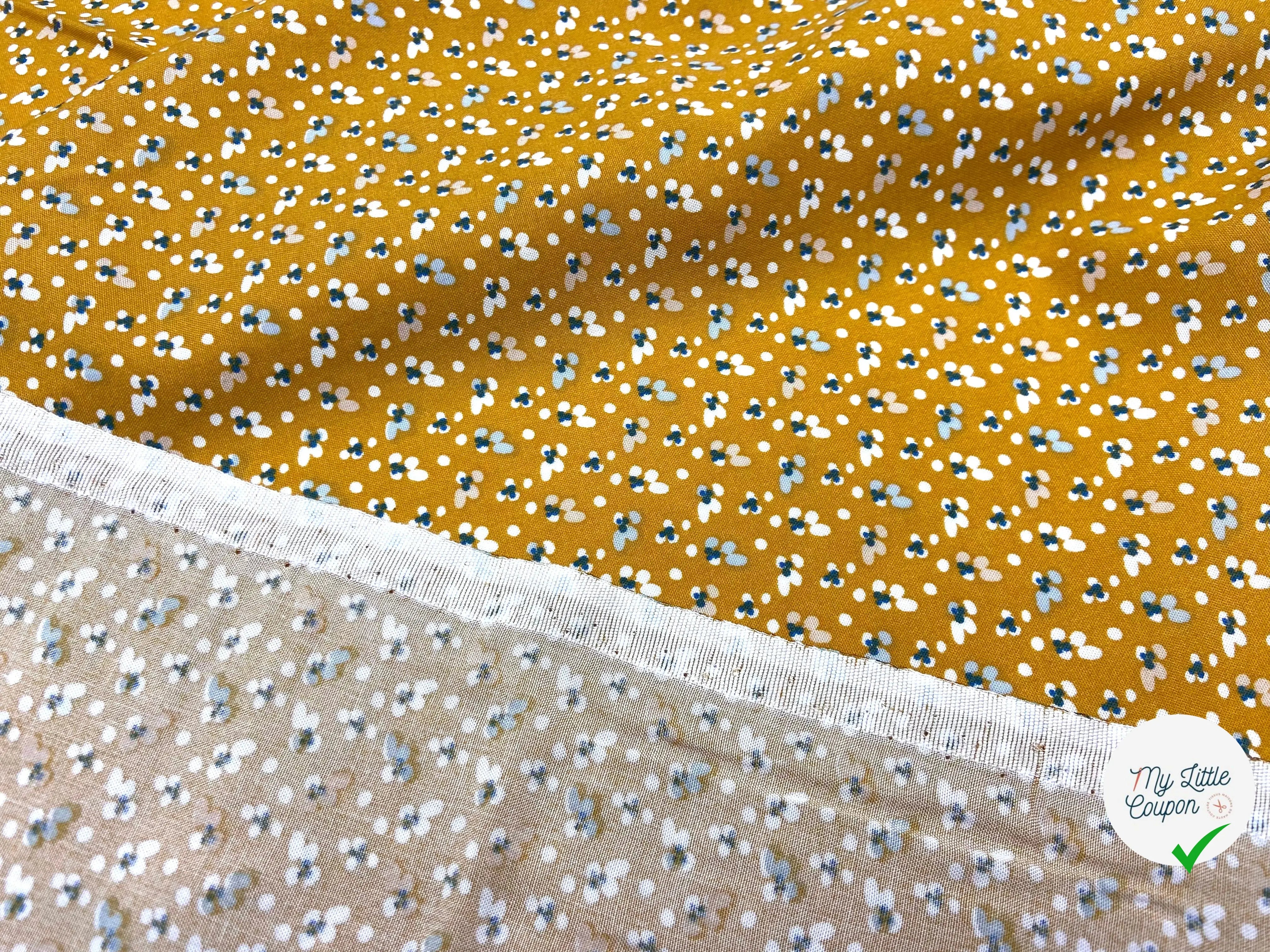 VISCOSE IMPRIMÉE LITTLE FLOWER FOND OCRE - My Little Coupon - tissu - coudre