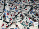 VISCOSE JACQUARD IMPRIMÉ FLEUR ROUGE BLEU VERT ROSE - My Little Coupon