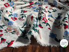 VISCOSE JACQUARD IMPRIMÉ FLEUR ROUGE BLEU VERT ROSE - My Little Coupon
