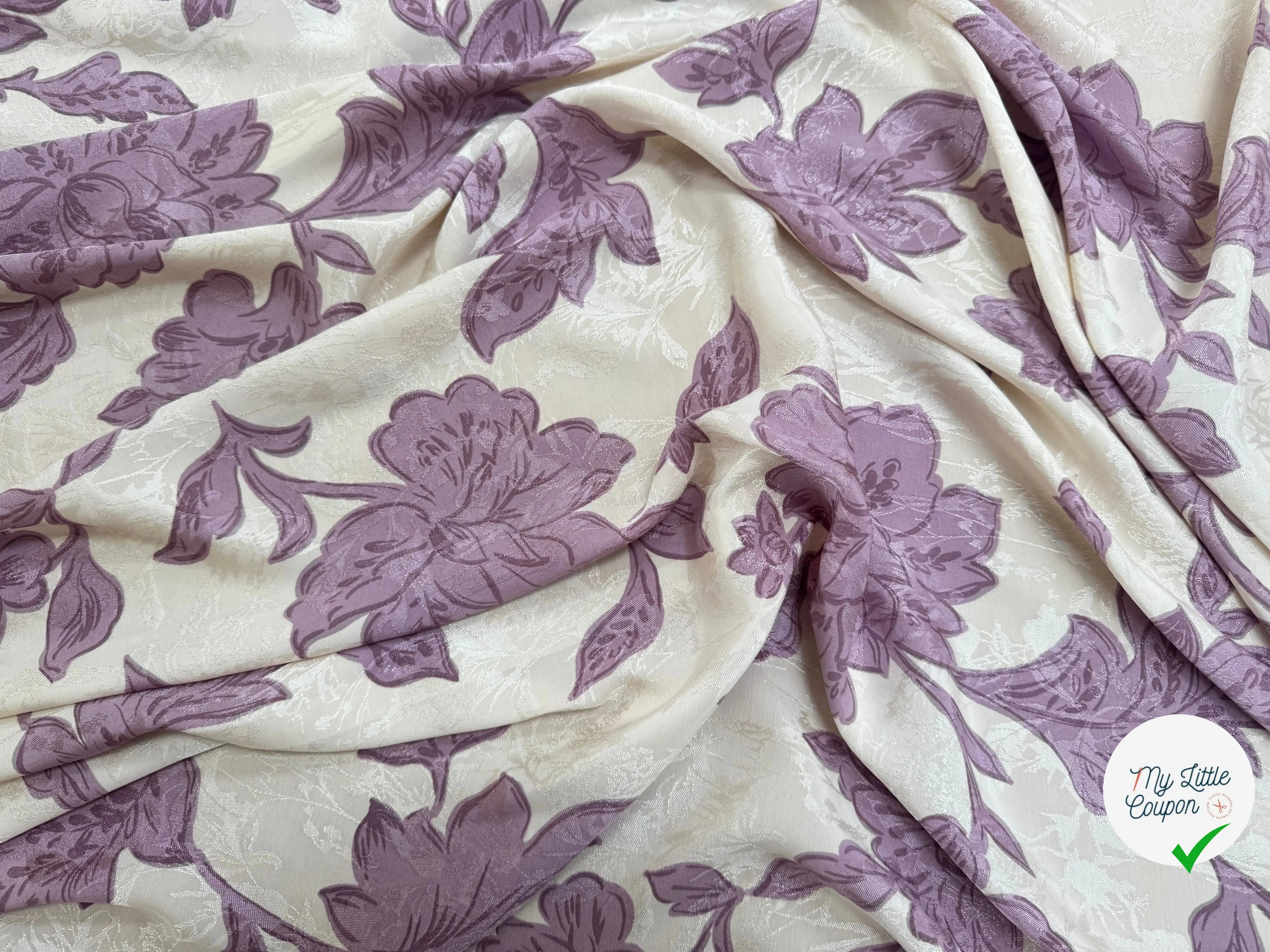 VISCOSE JACQUARD MOTIF FLEURS VIOLET ECOVERO - My Little Coupon
