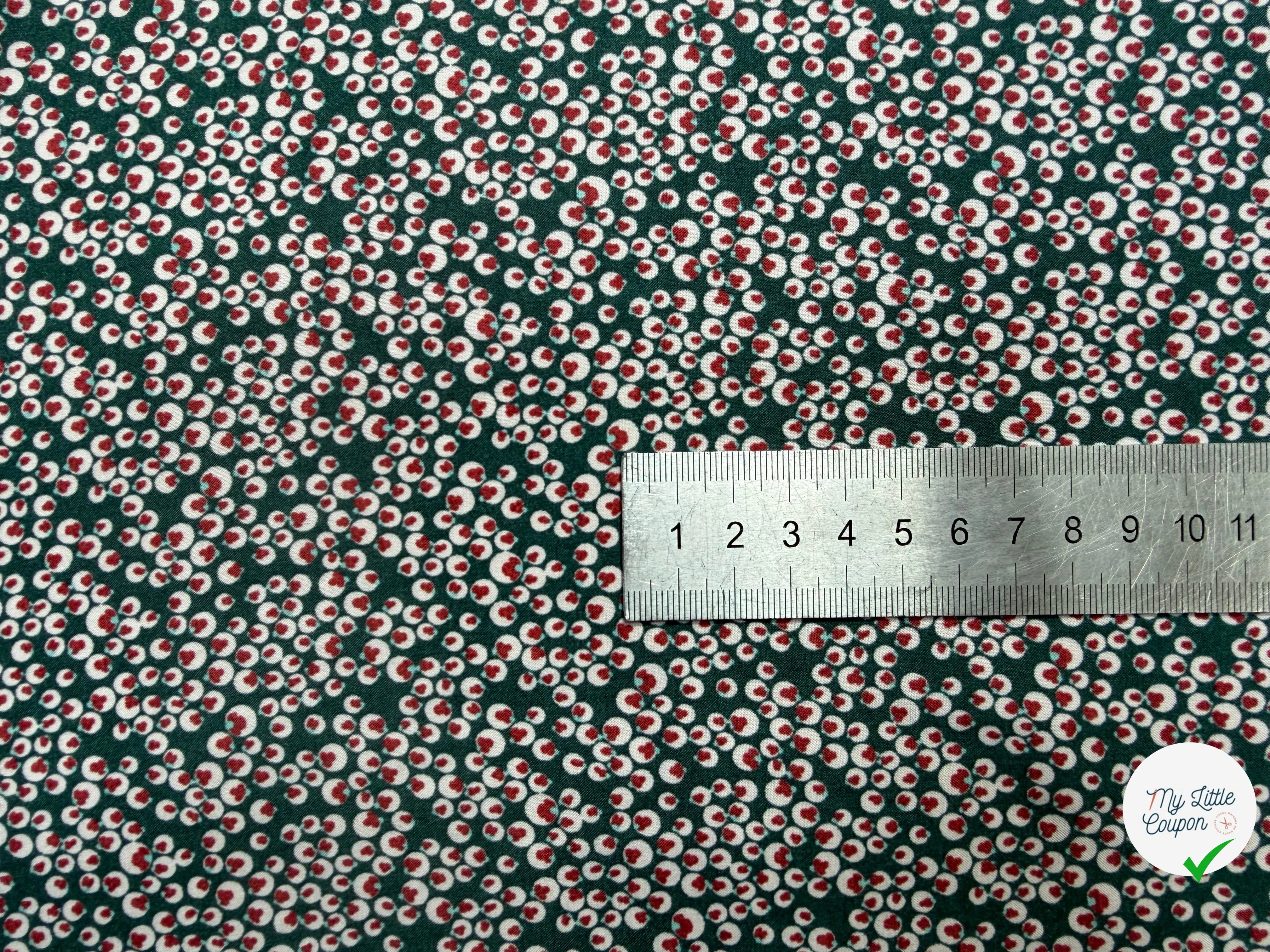 VISCOSE JOLI VERT BULLES ROSÉ ROUGE - My Little Coupon