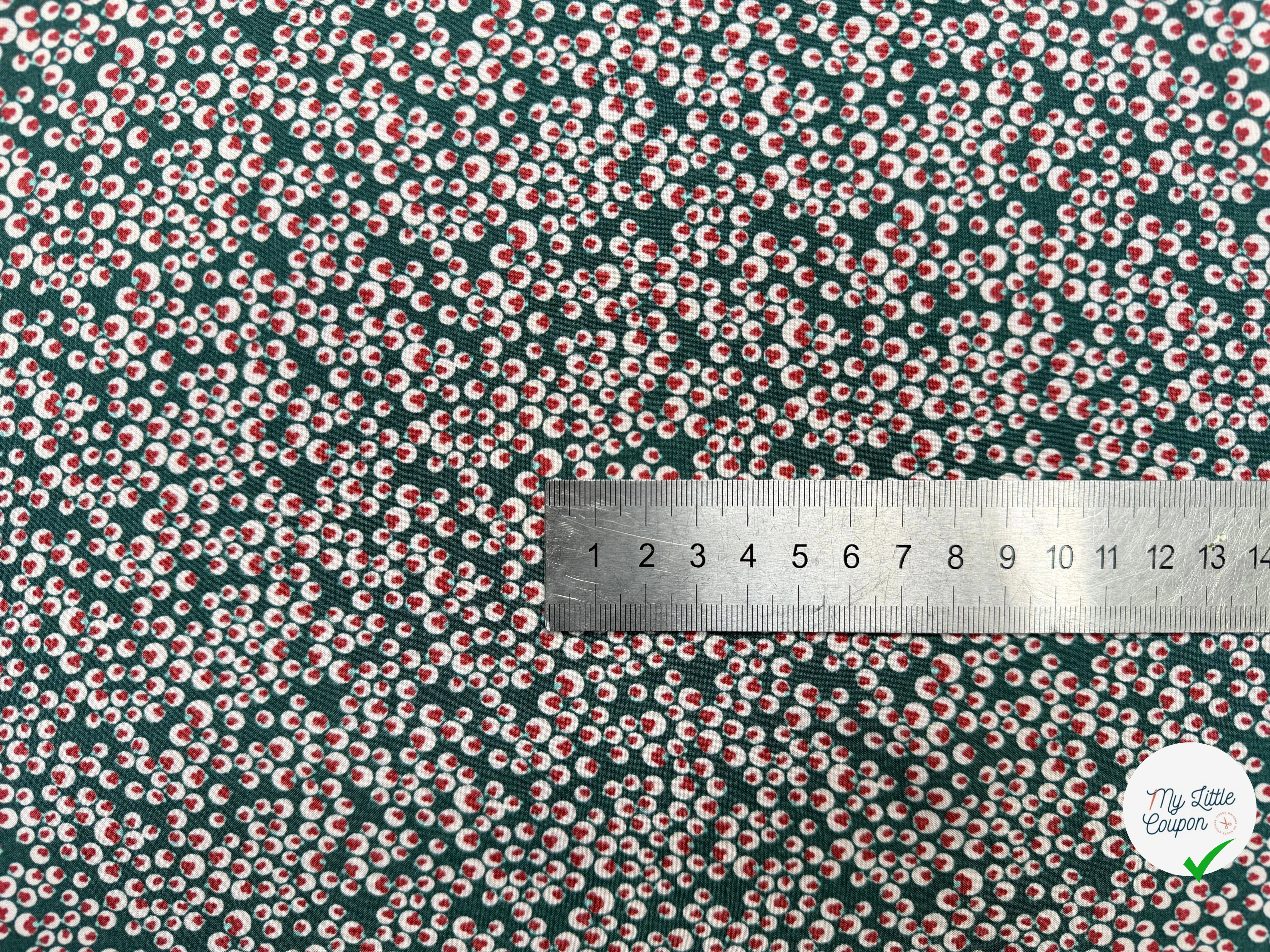 VISCOSE JOLI VERT BULLES ROSÉ ROUGE - My Little Coupon