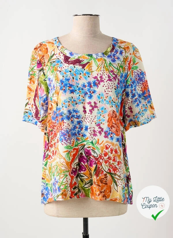 VISCOSE LÉGÈREMENT CREPÉE IMPRIMÉ FLORAL MULTICOLORE FANTASY GARDEN - My Little Coupon