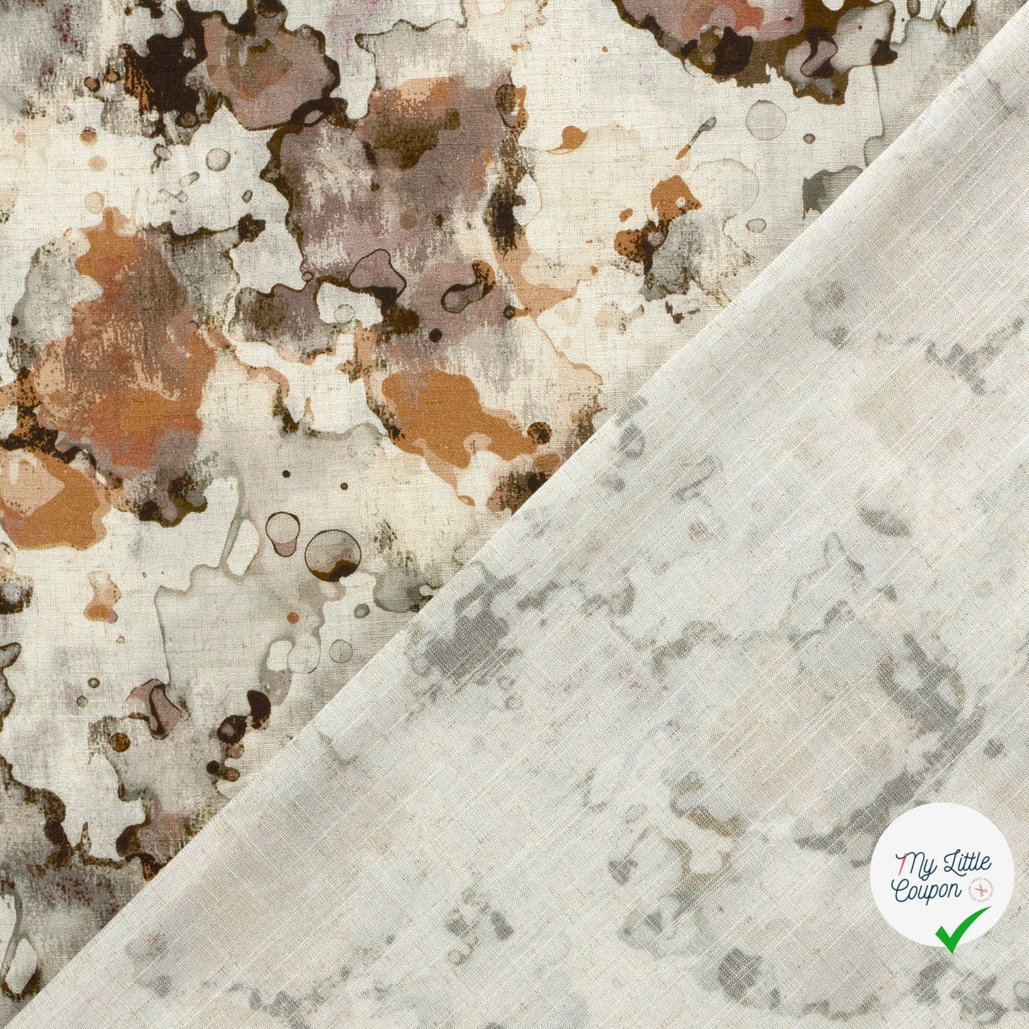 VISCOSE LIN CHAINE ET TRAME ABSTRAIT BEIGE - My Little Coupon