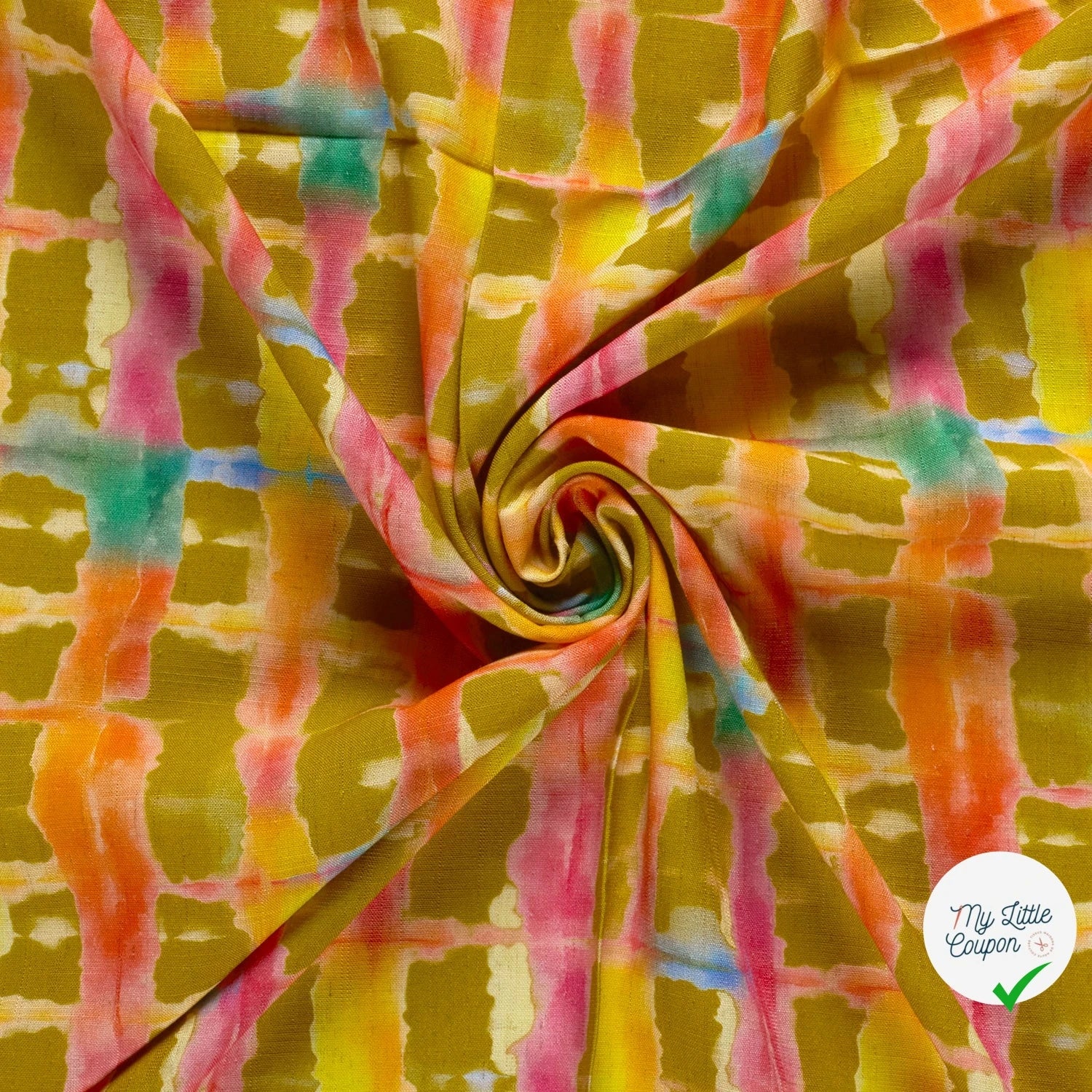 VISCOSE LIN CHAINE ET TRAME ABSTRAIT VERT CITRON - My Little Coupon