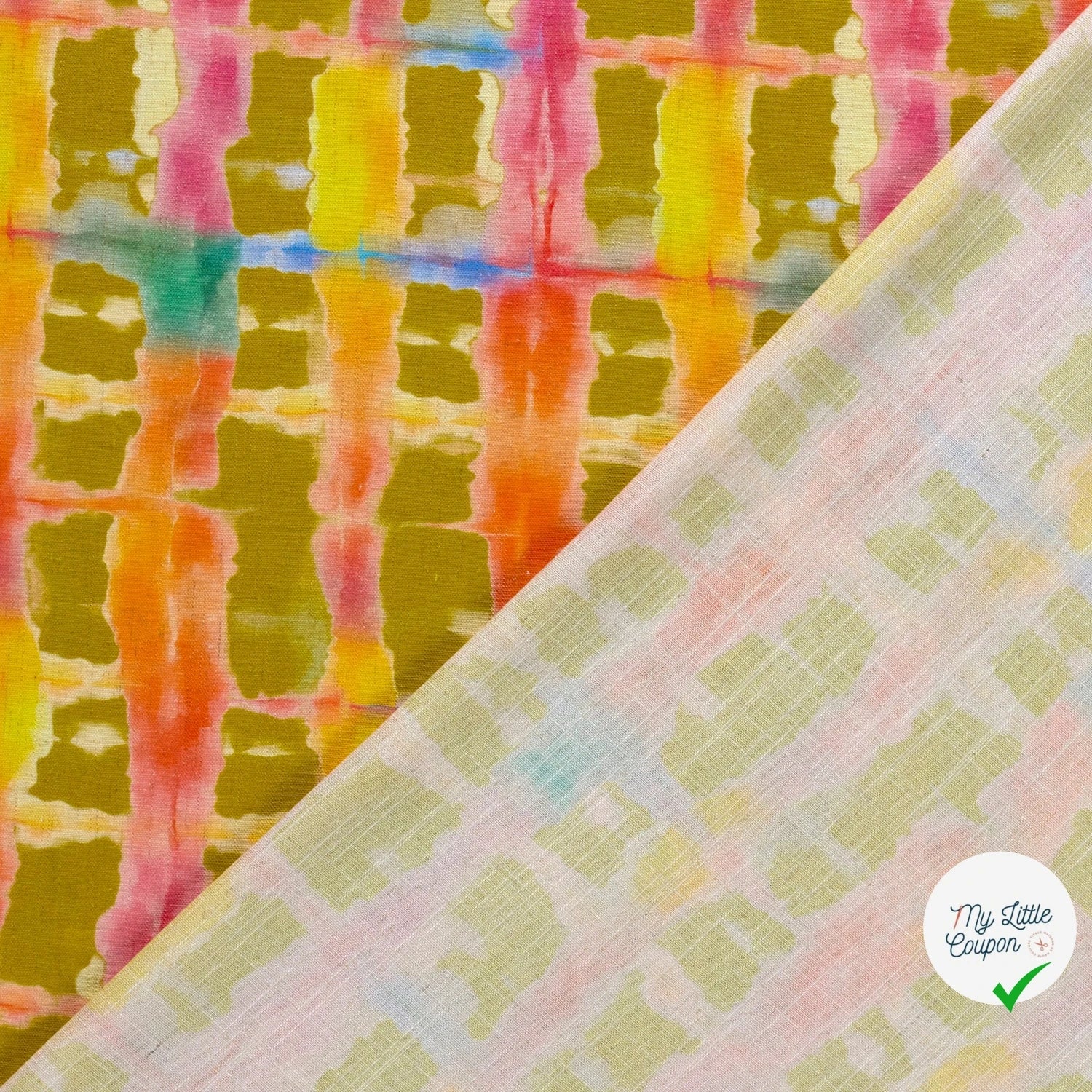 VISCOSE LIN CHAINE ET TRAME ABSTRAIT VERT CITRON - My Little Coupon