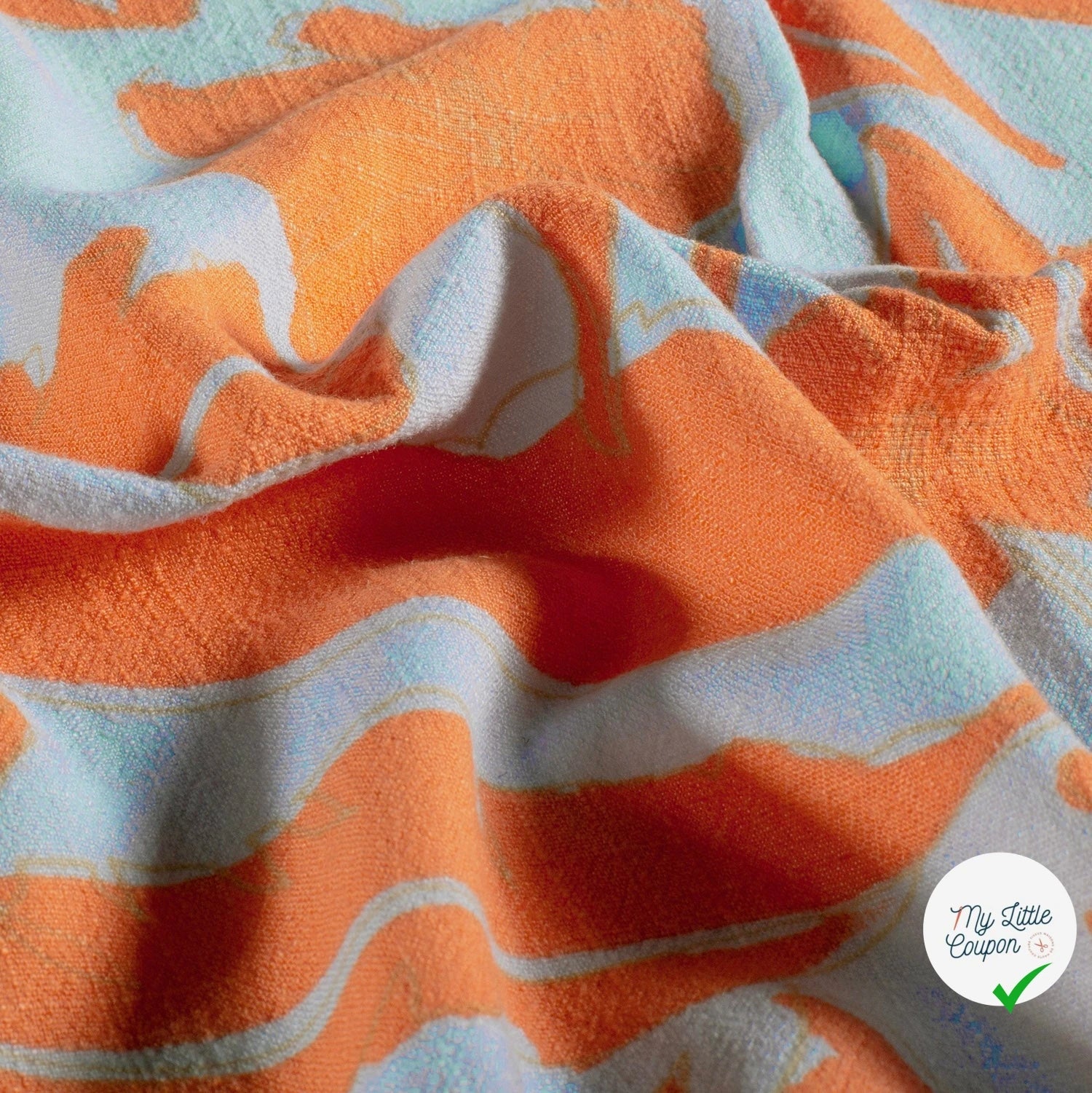VISCOSE LIN CHAINE ET TRAME FLEURS BLEU CLAIR - My Little Coupon