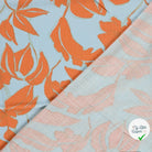 VISCOSE LIN CHAINE ET TRAME FLEURS BLEU CLAIR - My Little Coupon