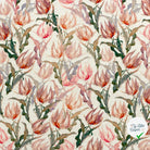 VISCOSE LIN CHAINE ET TRAME FLEURS VERT OLIVE - My Little Coupon