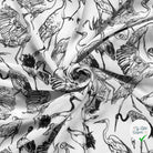 VISCOSE LIN CHAINE ET TRAME OISEAUX BLANC - My Little Coupon