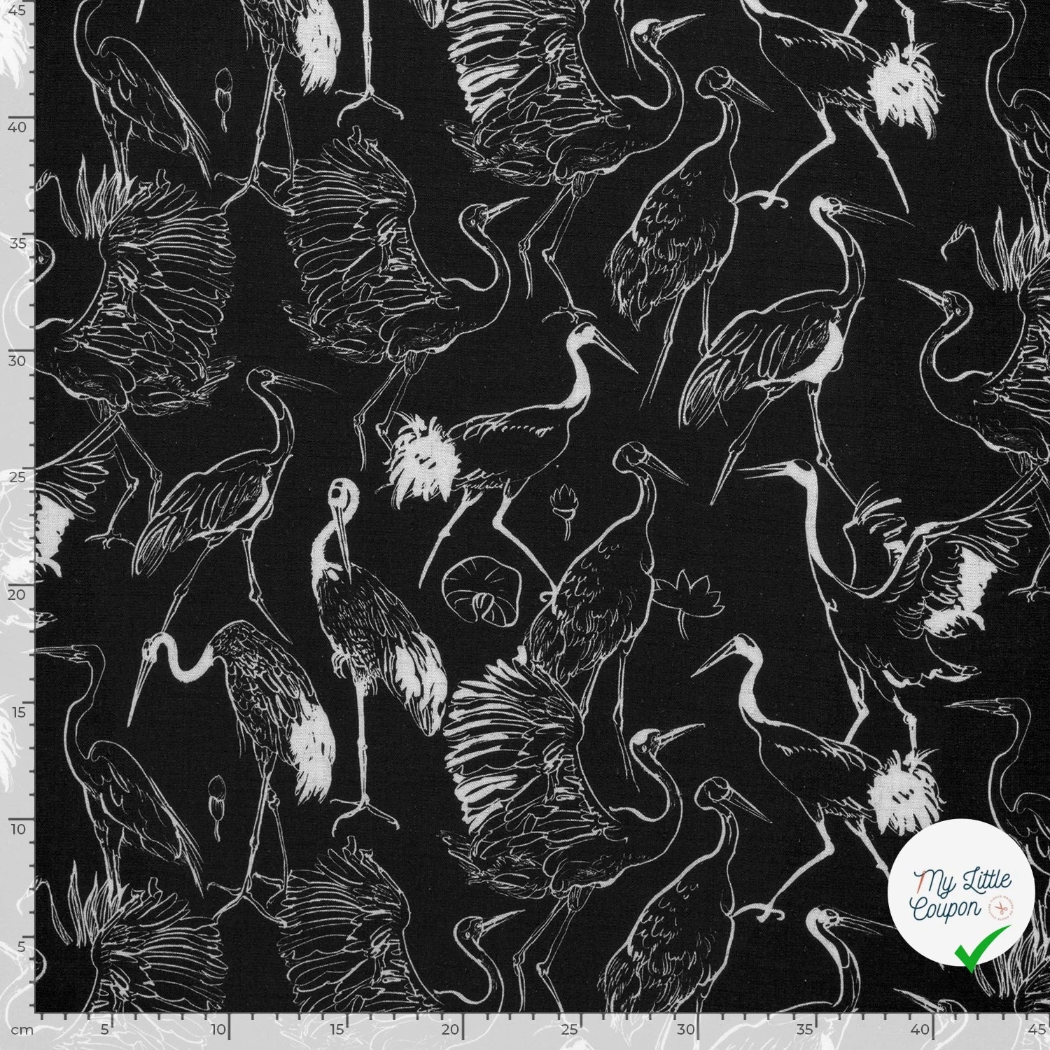 VISCOSE LIN CHAINE ET TRAME OISEAUX NOIR - My Little Coupon